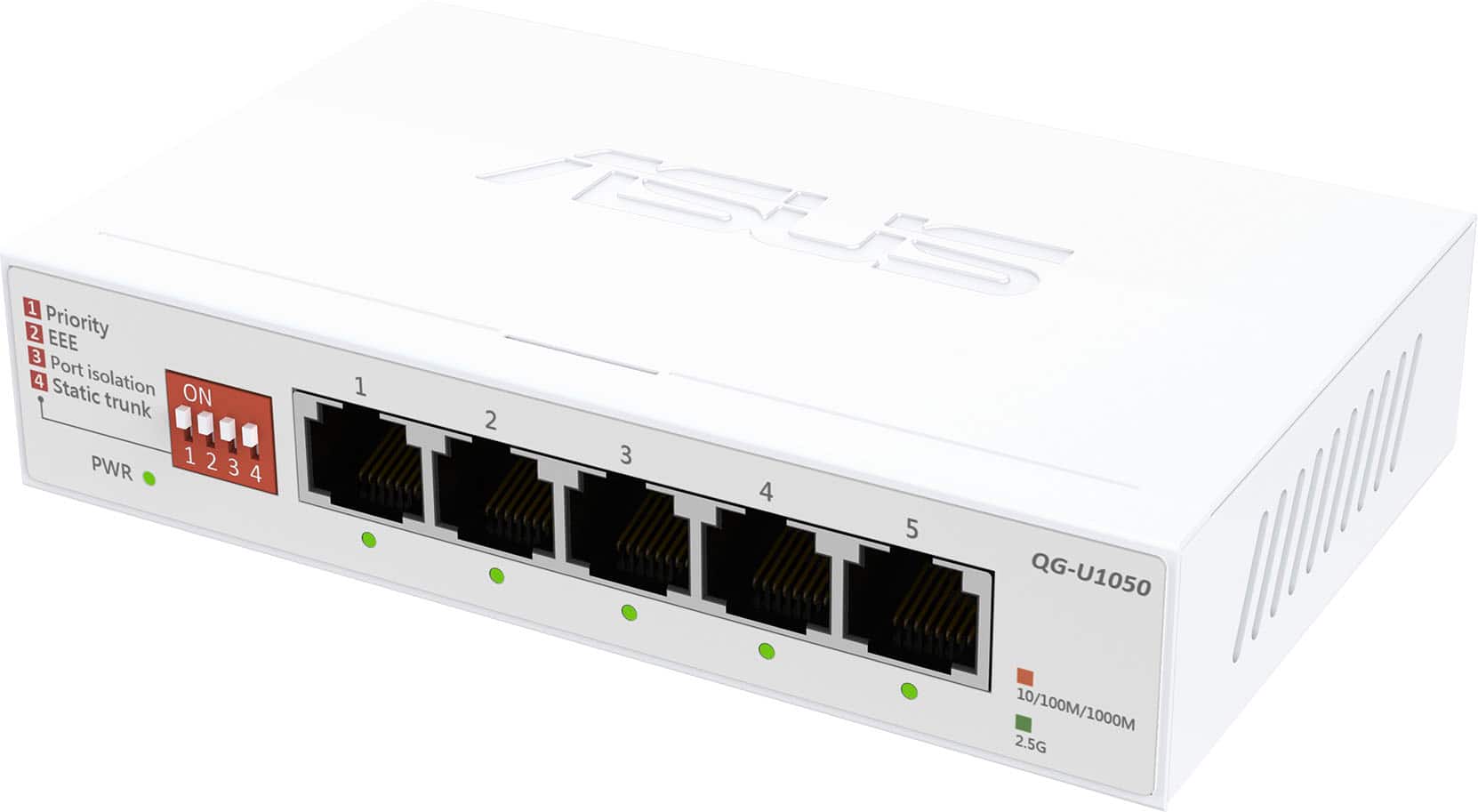 ASUS - QG-U1050 5-Port 2.5G Unmanaged Ethernet Switch - White - Front_Zoom