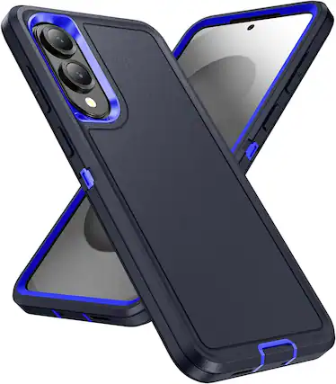 Front. Entronix - Entronix Case Compatible with Galaxy S25 Edge - Triple-Layer Heavy Duty Protection - Blue.
