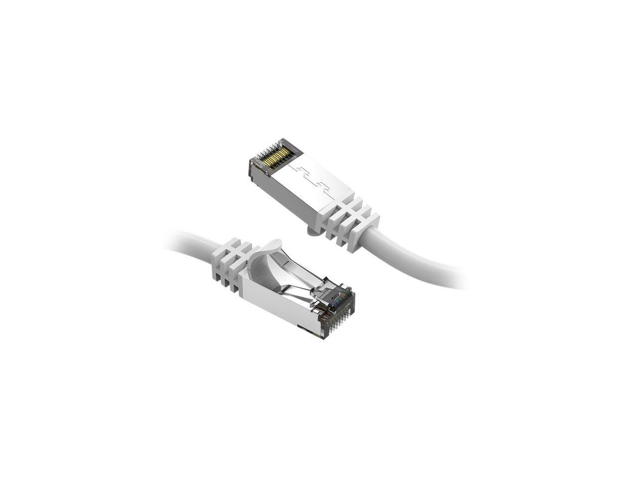 Front. Nippon Labs - Nippon Labs Cat8 RJ45 2ft Ethernet Cable, Shielded 40Gbps 2000MHz, In/Outdoor, Weatherproof S/FTP (White).