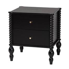 Baxton Studio - Callison Spindle Nightstand - 2-Drawer Farmhouse Bedside Table with Turned Accents for Bedroom - Black