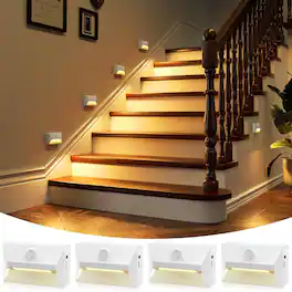 ACJPR - 4-Pack Rechargeable Motion Stair Lights – 3-Color, White