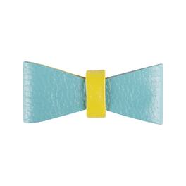 PoisePup - Cute Handmade Genuine Soft Full Grain Leather Dog Bow Tie - Teal | Yellow