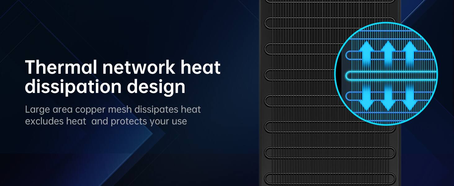 Thermal network heat dissipation design  
Large area copper mesh dissipates heat, excludes heat, and protects your use