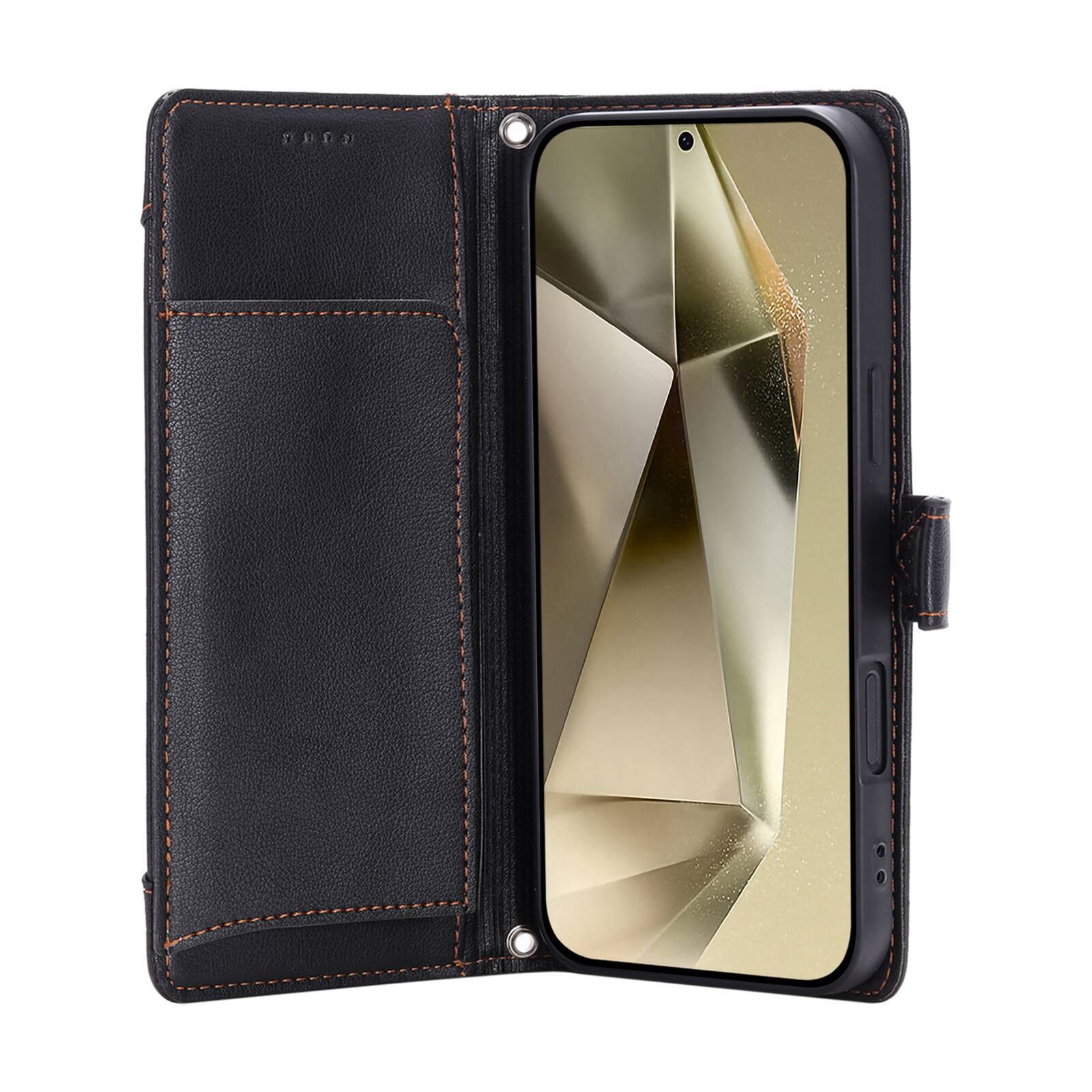 Alt View 4. Dteck - Wallet Case for Samsung Galaxy A36 5G Crossbody Premium Leather Flip Kickstand Zipper Card Slot Cover With Strap+Lanyard - Black.