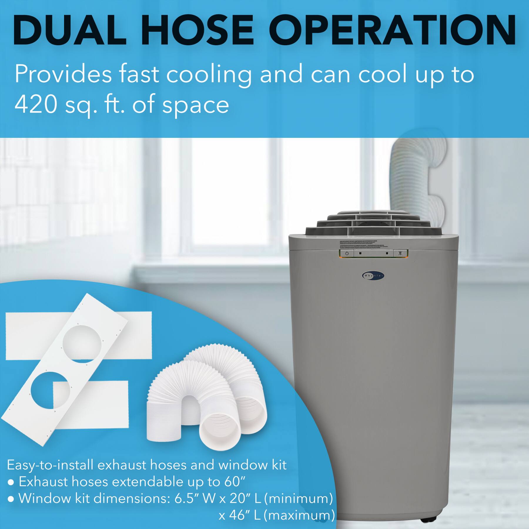 Angle. Whynter - ARC-131GD 13,000 BTU (6,345 BTU SACC) Dual Hose Cooling Portable Air Conditioner up to 420 sq ft in - Gray.
