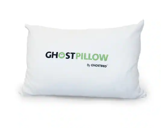 Front. Ghostbed - Faux Down Pillow - White.