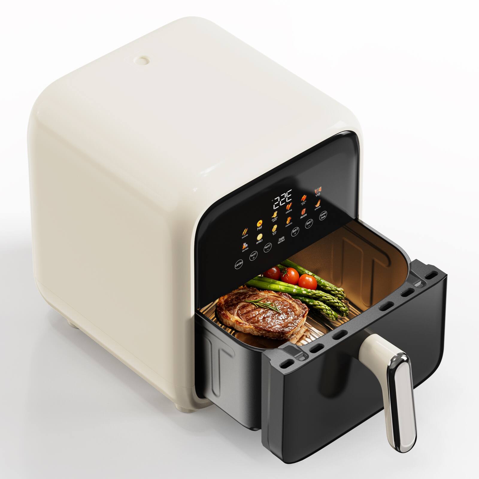 Angle. Fullwill - Fullwill 7.5-Qt Air Fryer with Viewing Window, 1700W, 12 Presets, Nonstick Basket, White - white.