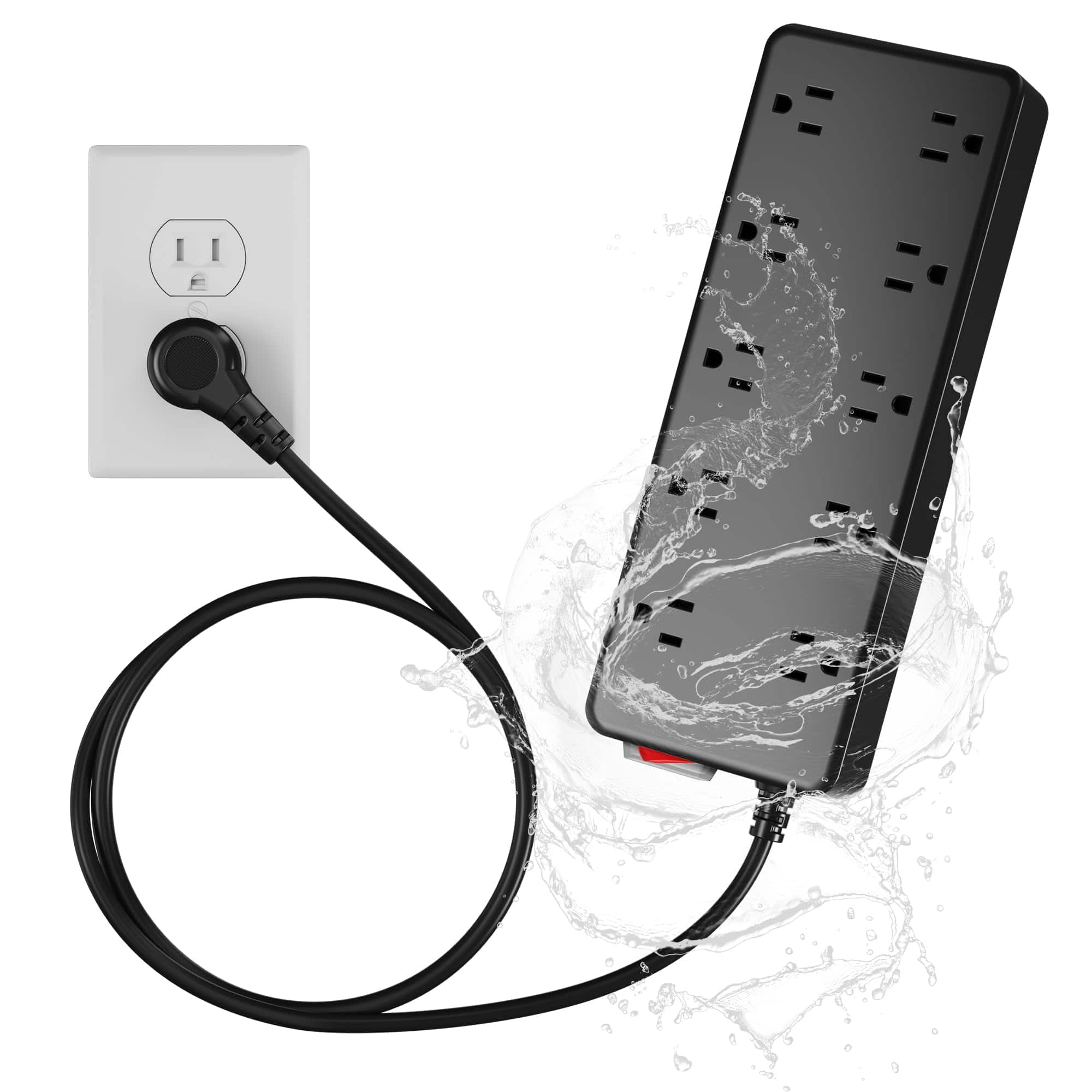 Dazzed Corner - Outdoor Power Strip,6 Ft Extension Cord - Black