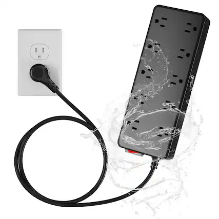 Front. Dazzed Corner - Outdoor Power Strip,6 Ft Extension Cord - Black.