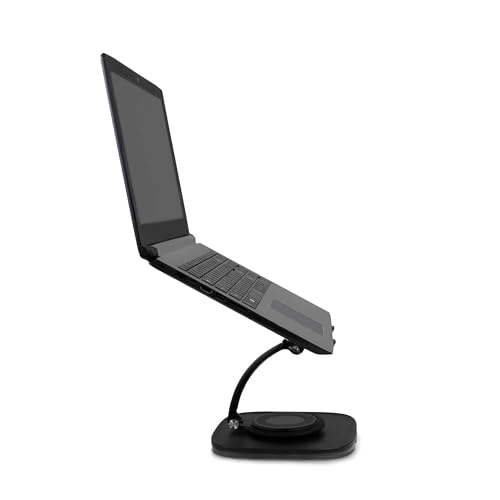 Left. HongFei - Laptop Stand with 360° Rotating Base, Ergonomic Adjustable Stand, Compatible with Most MacBook and Win Laptops - BLACK.