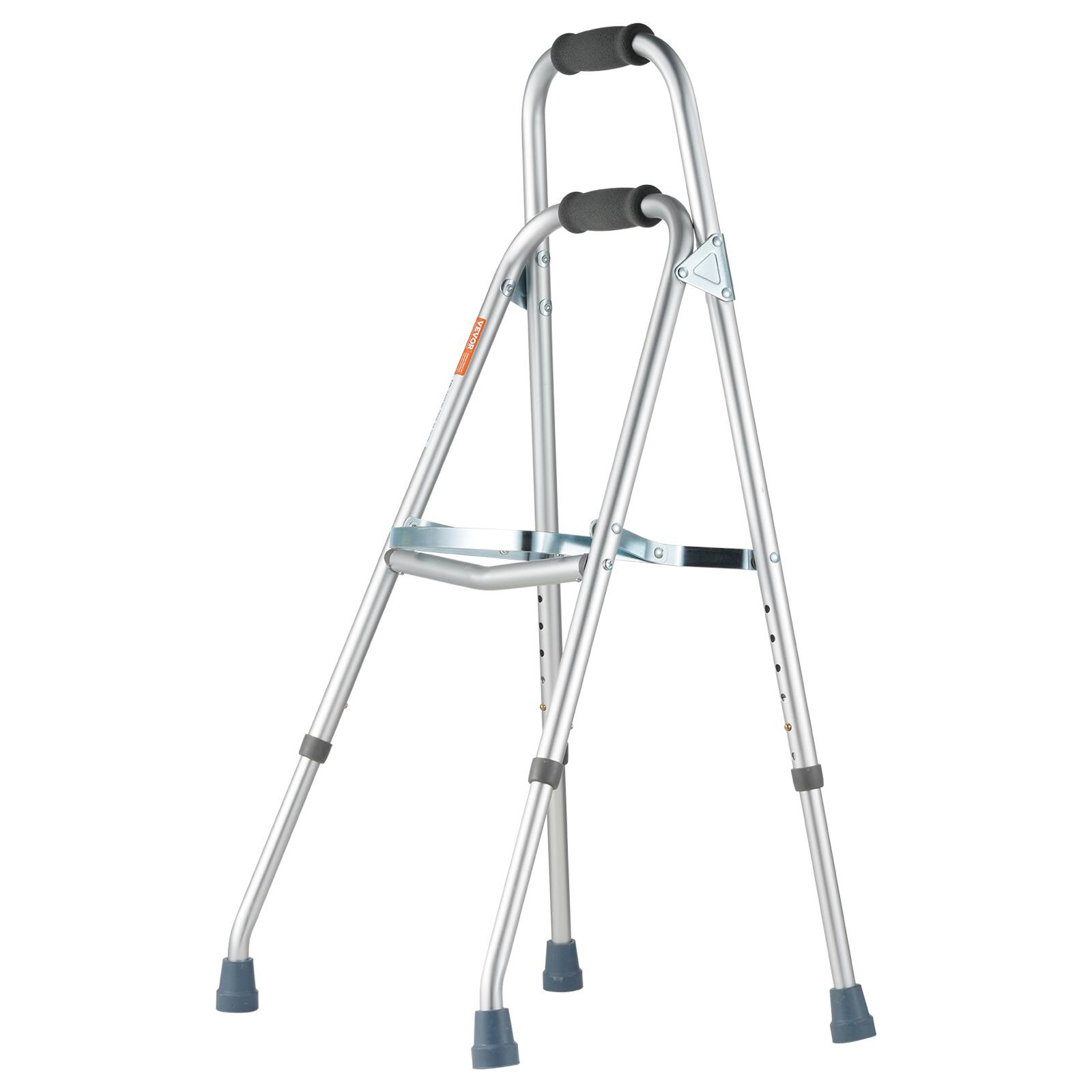 Alt View 5. VEVOR - Folding Hemi Walker, One Arm Folding Walker for Seniors with 6-Level Adjustable Height, Up to 350LBS - Silver.