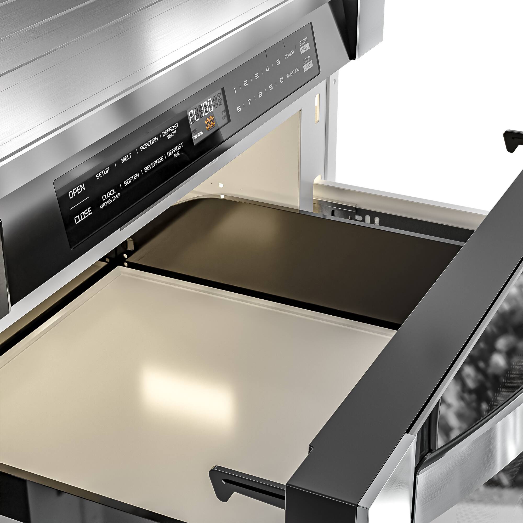 OPEN CLOSE
SETUP MELT PORCORN BEVERAGE DEFROST
CLOCK SOFTEN KITCHEN MAID