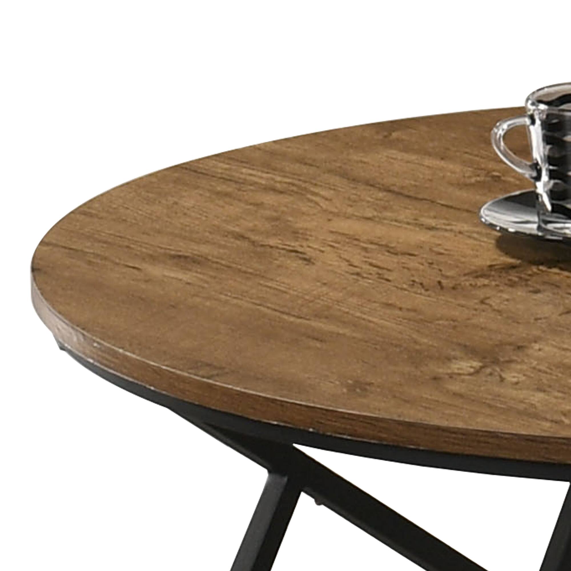 Back. Vaczon - Modern Natural 3 Pc Living Room Table Set with Artistic Metal Base, Coffee Table, and 2 End Tables - Natural.
