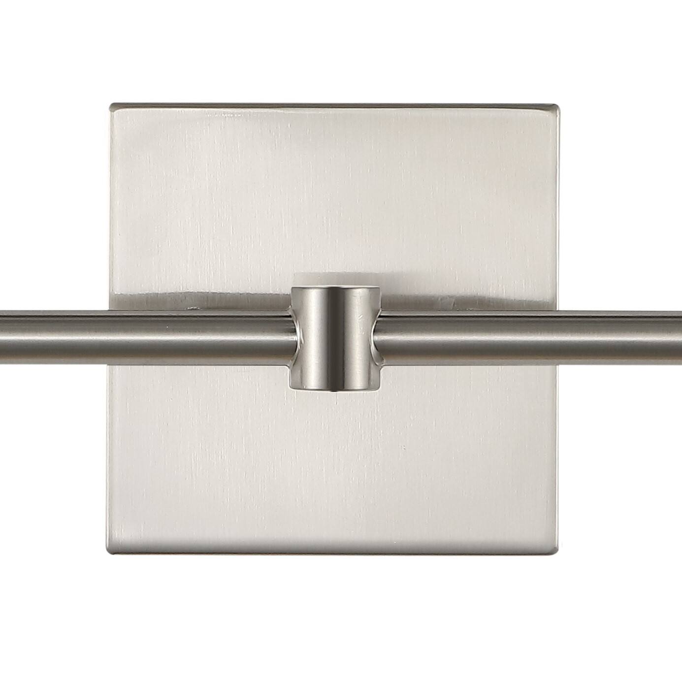 Alt View 5. Jonathan Y - Cato 13.5" 2-Light Modern Farmhouse Iron/Glass LED Vanity, Nickel/Clear - Nickel.