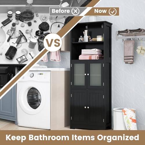 Keep Bathroom Items Organized, Before X Now VS