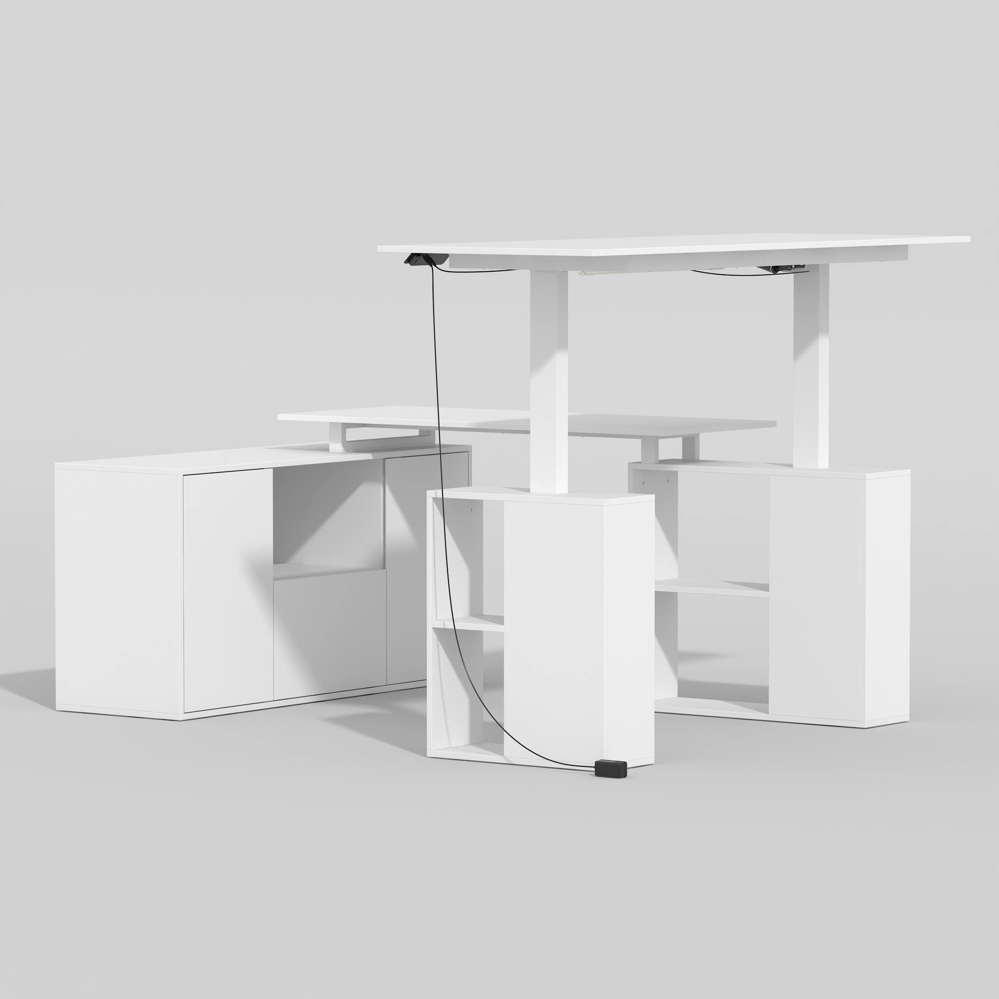 Alt View 10. Famapy - Famapy L - Shaped Electric Standing Desk: Adjustable, Modular & Organized Home Office Desk - White.