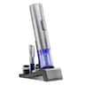Ivation - 6-in-1 Wine Gift Set W/Bottle Opener, Wine Preserver, Stoppers, Foil Cutter & Charging Base - Silver