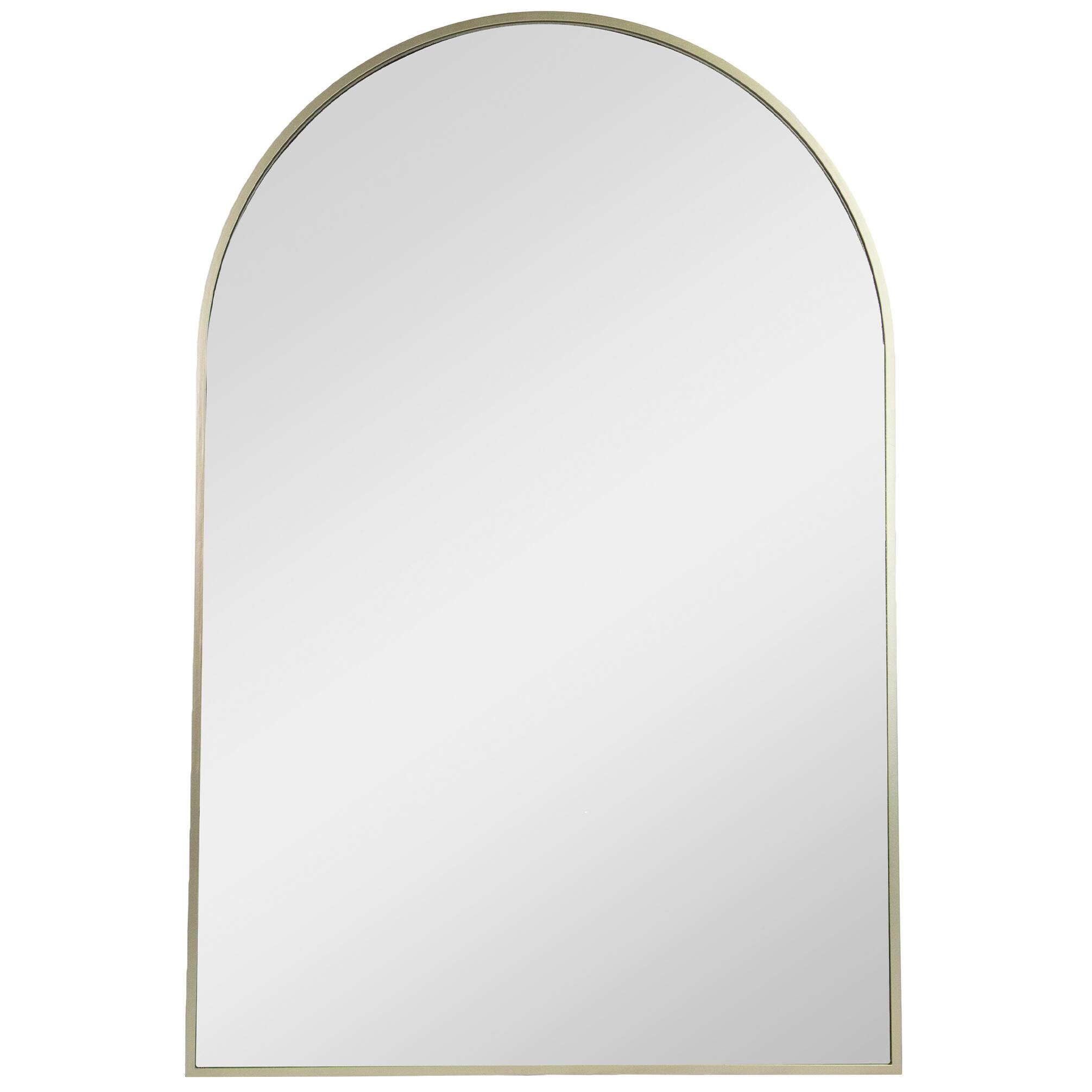 Front. Northlight - 36" Gold Framed Modern Arched Wall Mirror - Gold.