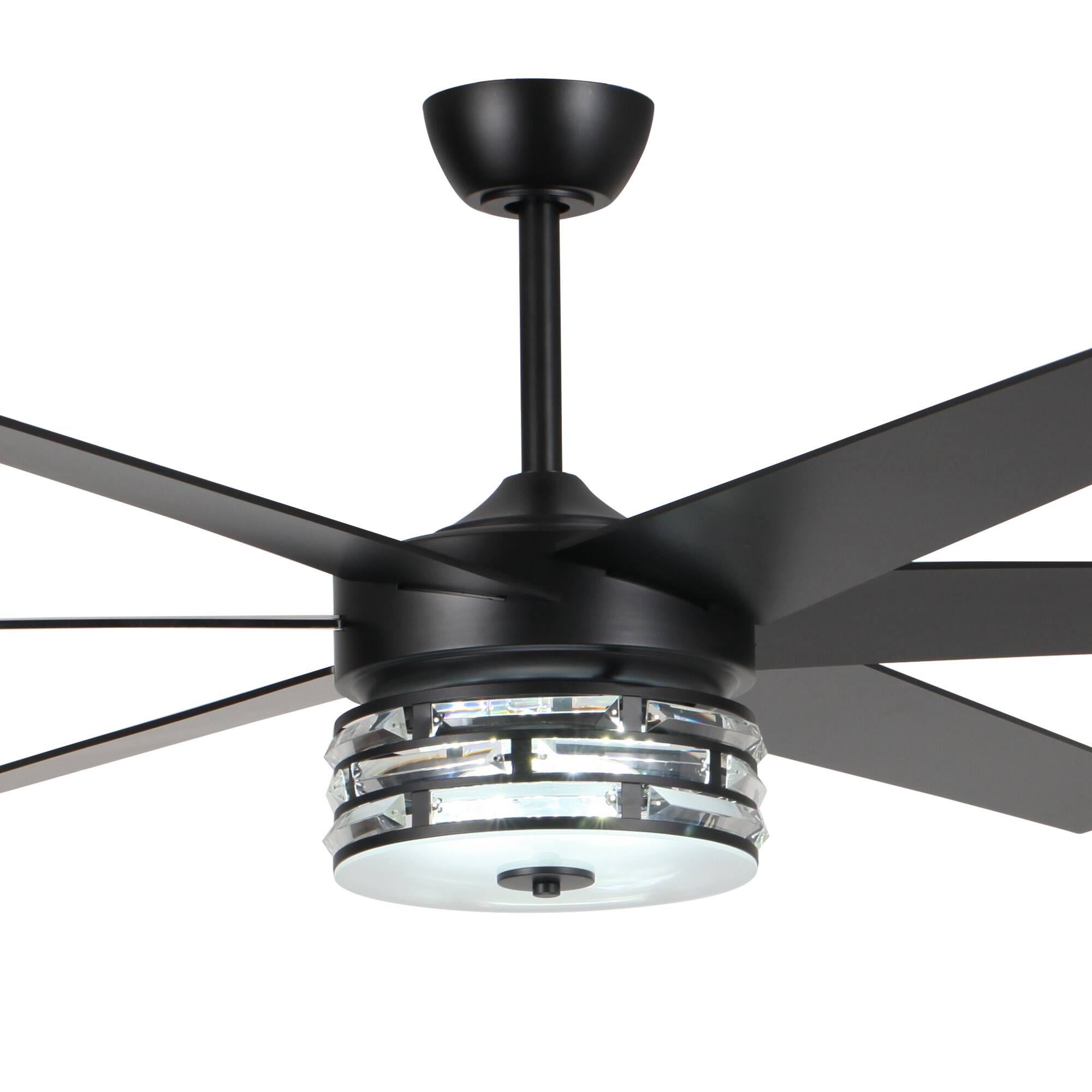 Alt View 9. Parrot Uncle - 70-inch Matte Black Ceiling Fan with LED Light and Remote Control - Black.