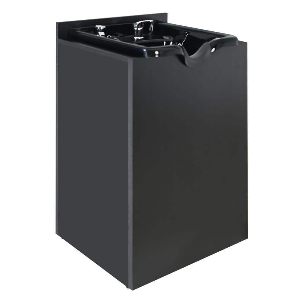 Winado - Professional Backwash Sink Station with Shampoo Bowl & Retractable Sprayer & Reck Rest for Salon Beauty Spa Barbershop - Black