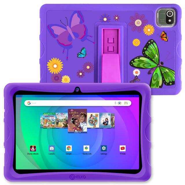 Contixo - K103 10" Kids Tablet, 8-Core, 3GB RAM, 32GB, Android 13, Disney E-books, Academy App & Kickstand Case - Purple