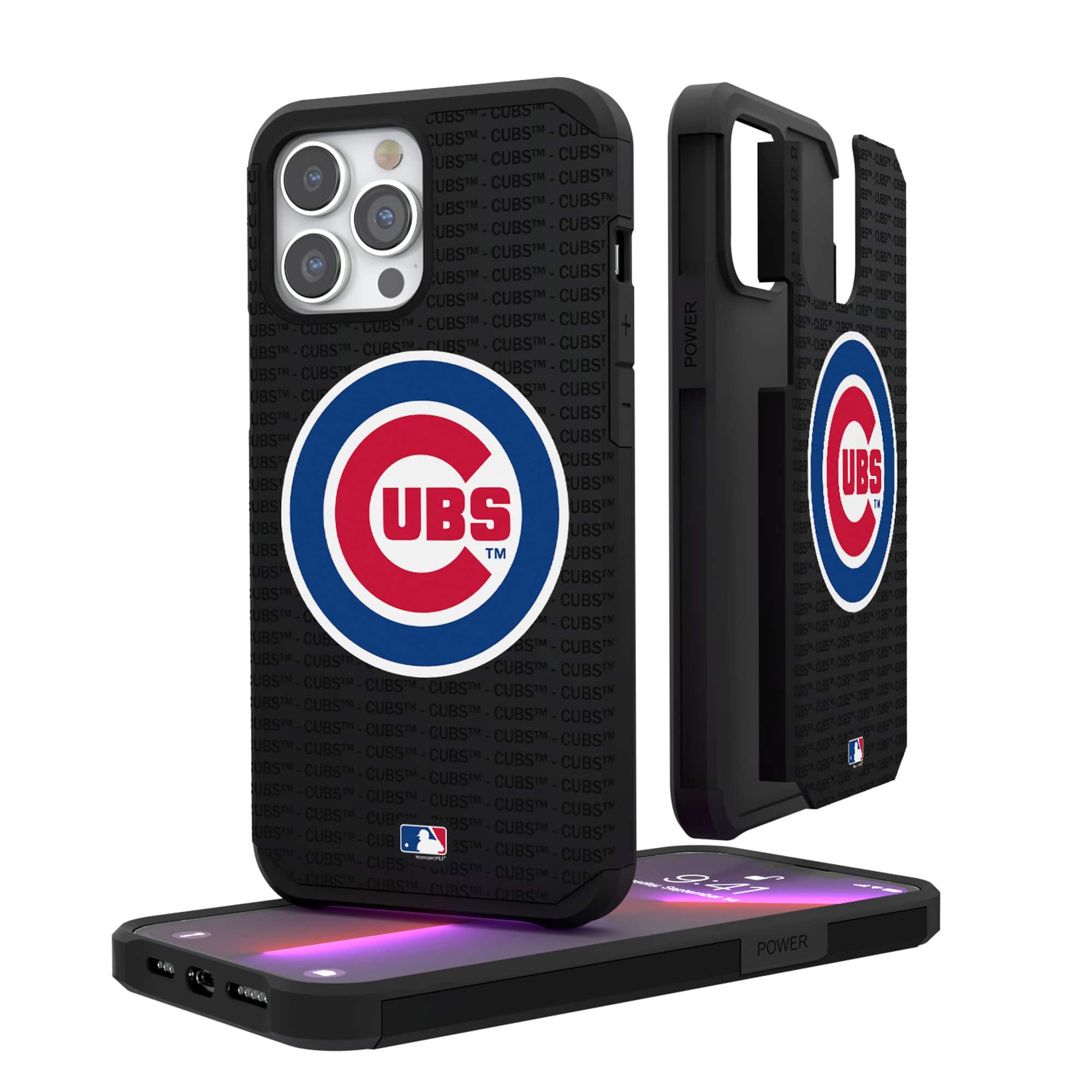 Keyscaper - MLB - Chicago Cubs iPhone Text Backdrop Rugged Case - 14 Plus - Multicolor