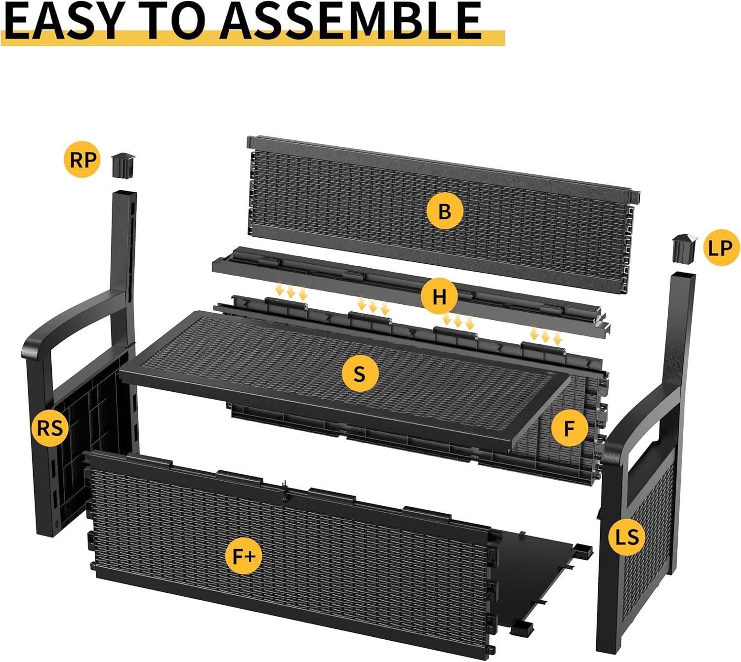 EASY TO ASSEMBLE

RP B LP H S RS F F+ LS