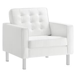 Loft Tufted Vegan Leather Armchair by Modway - White