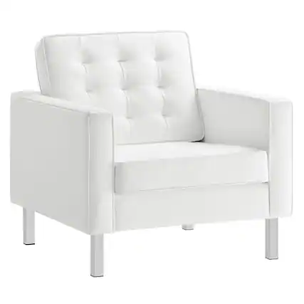 Front. Modway - Loft Tufted Vegan Leather Armchair by Modway - White.