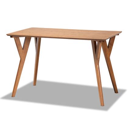 Front. Baxton Studio - Sahar Mid-Century Modern Transitional Finished Wood Dining Table - Walnut brown.