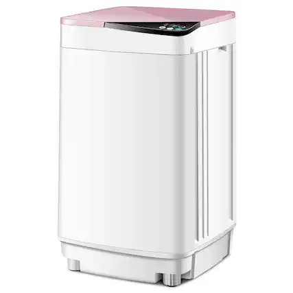 Front. SKONYON - Fully Automatic Washing Machine with 7.7 Lb Capacity Multiple Water Levels and Spin Functions - Pink.