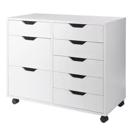 Front. Winsome Wood - Halifax 6-Drawer Multi-Storage Mobile Cabinet - White.