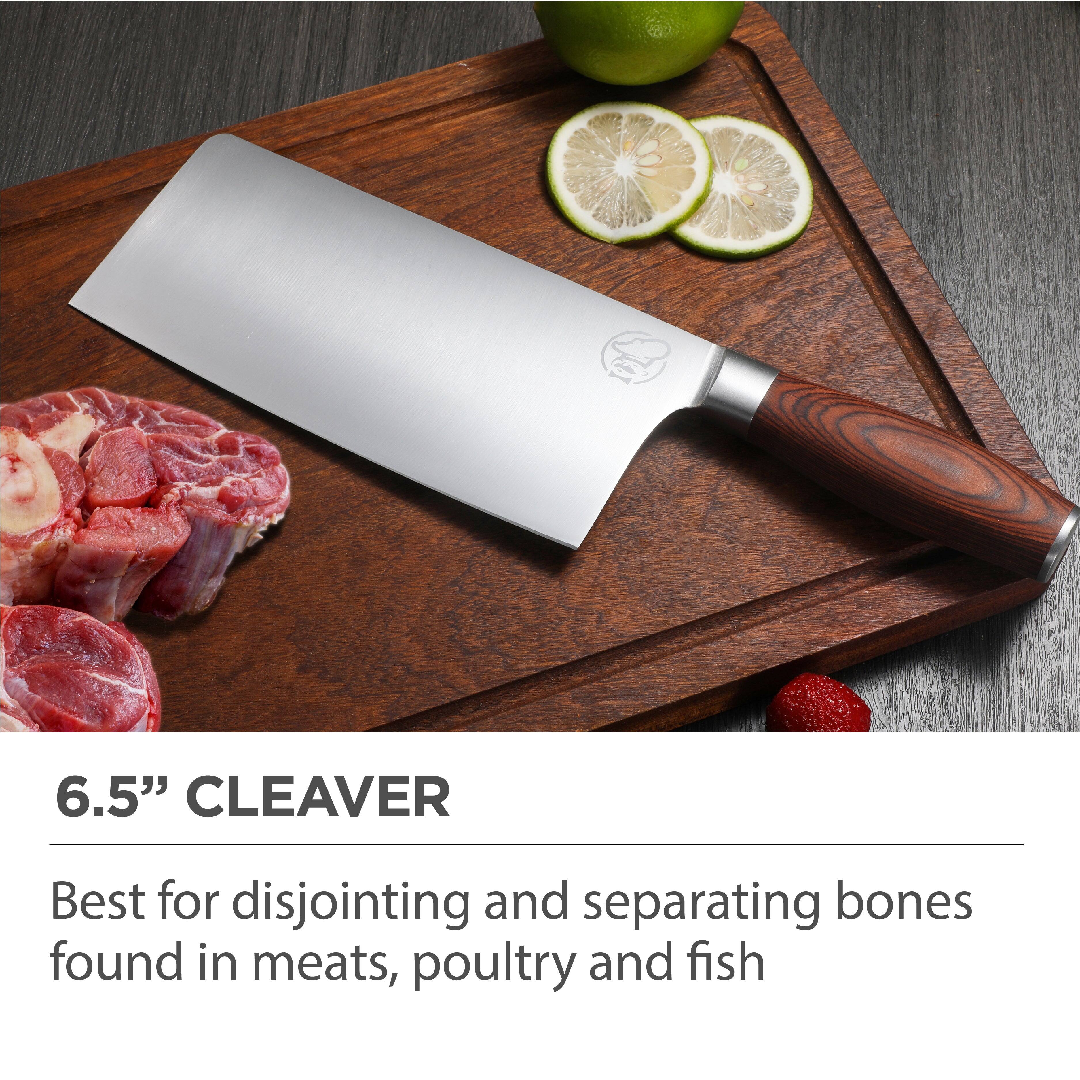 6.5" CLEAVER

Best for disjoining and separating bones found in meats, poultry, and fish.