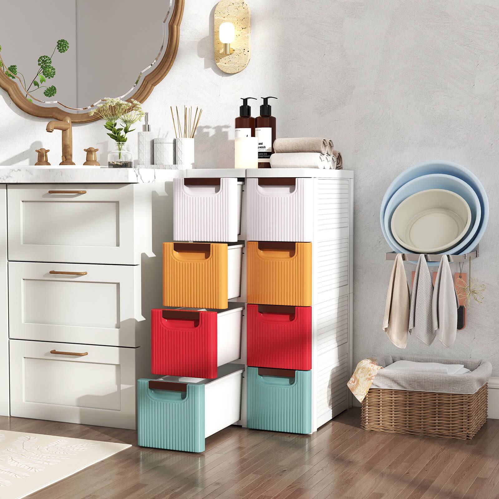 Alt View 3. Costway - Costway 4-Drawer Narrow Rolling Storage Cabinet with Pull Handles Built-in Wheels - Multicolor.