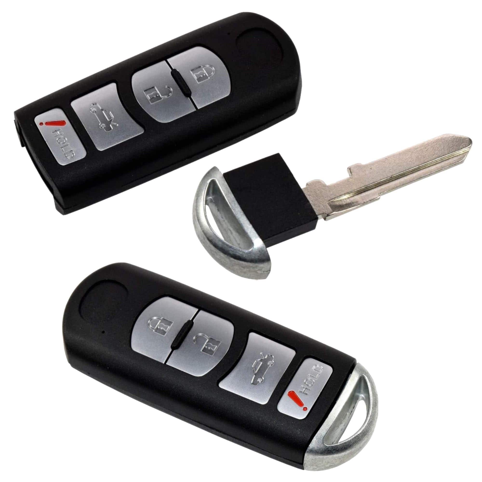 HQRP - 2-Pack Keyless Entry Remote Fob Shell Case, 4-Button, Uncut Blade for Mazda 3, CX-9 2010-2016 - Black