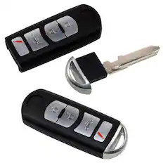 Front. HQRP - 2-Pack Keyless Entry Remote Fob Shell Case, 4-Button, Uncut Blade for Mazda 3, CX-9 2010-2016 - Black.