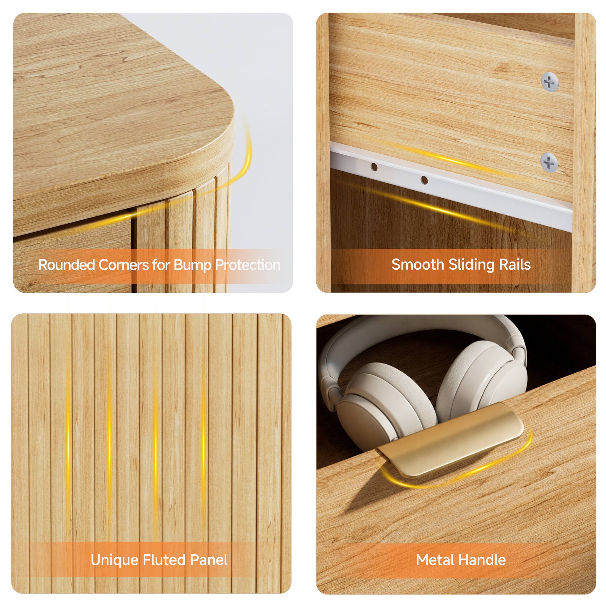 - Rounded Corners for Bump Protection
- Smooth Sliding Rails
- Unique Fluted Panel
- Metal Handle