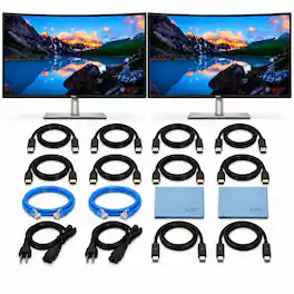 Bundle - Dell - UltraSharp 34" Curved WQHD 120Hz Thunderbolt 4 Hub Monitor U3425WE - Dual 2x Monitor with 2x Cable Sets