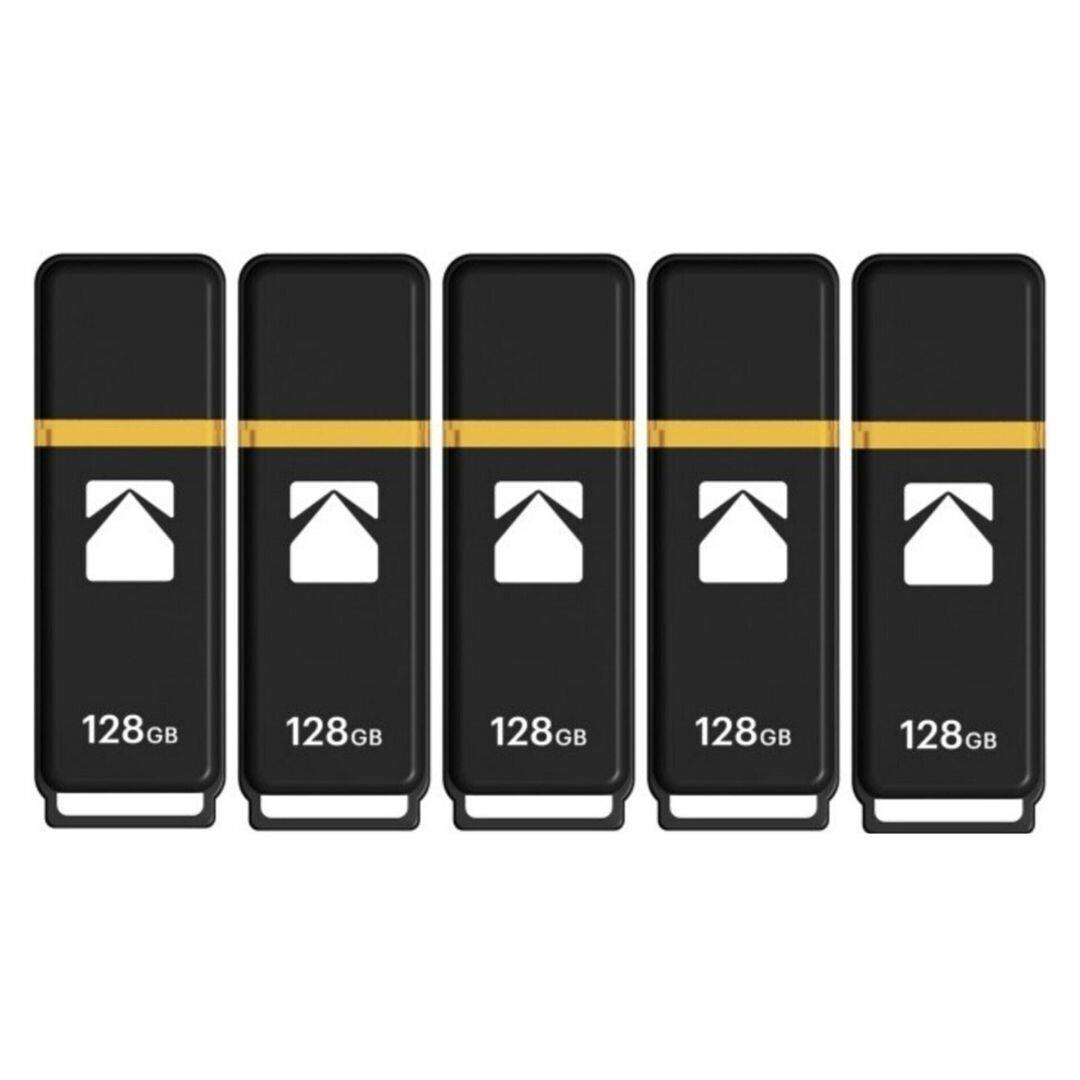 Kodak - USB 3.2 K100 128GB Flash Drive (5-pack) - Black