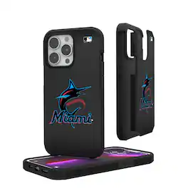 Keyscaper - MLB - Miami Marlins Linen Logo iPhone Rugged Case - 15 - Black