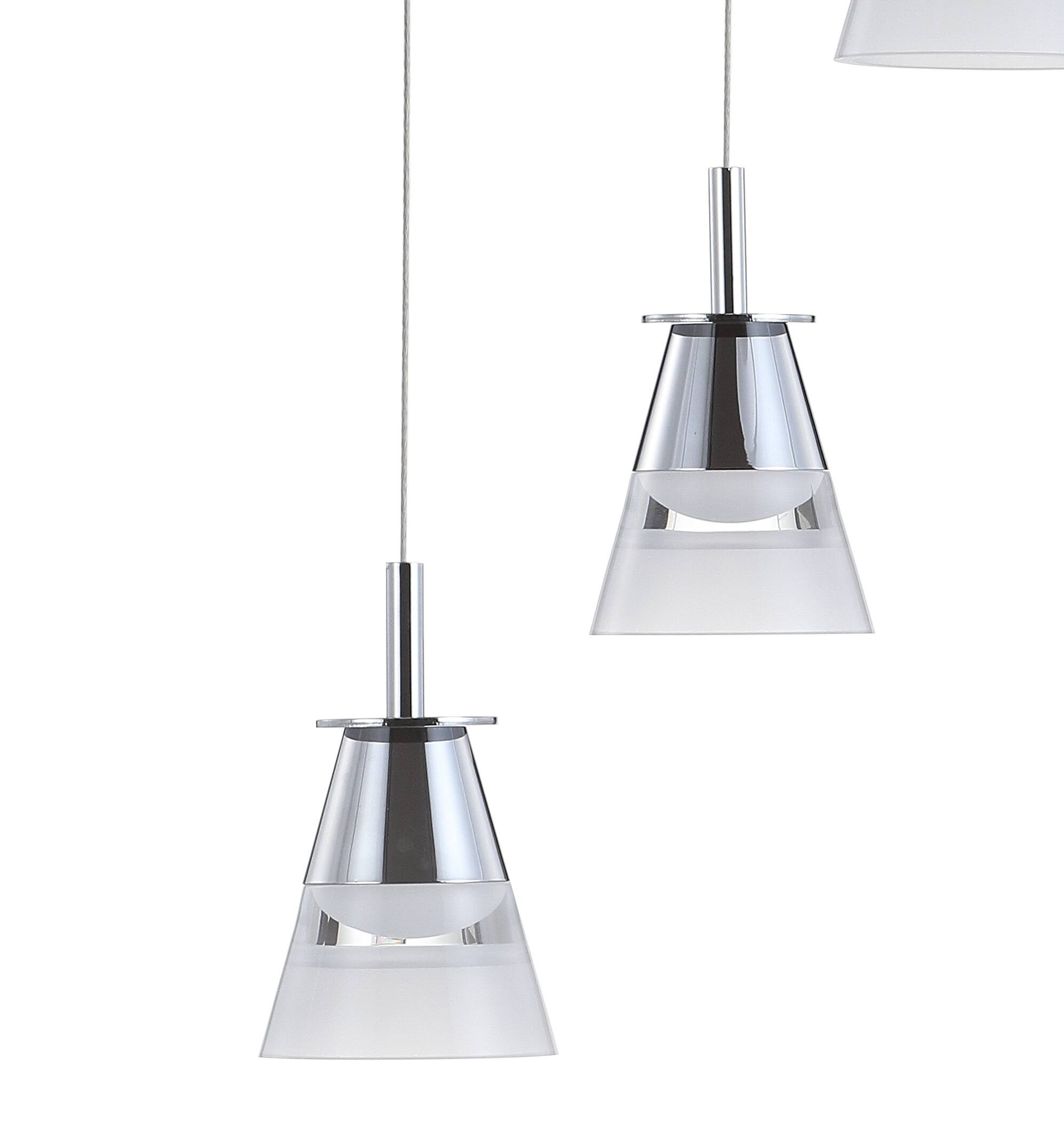 Alt View 4. Jonathan Y - Alain 12.5" 3-Light Adjustable Cascading Metal Integrated Cluster LED Pendant, Chrome - Chrome/White.