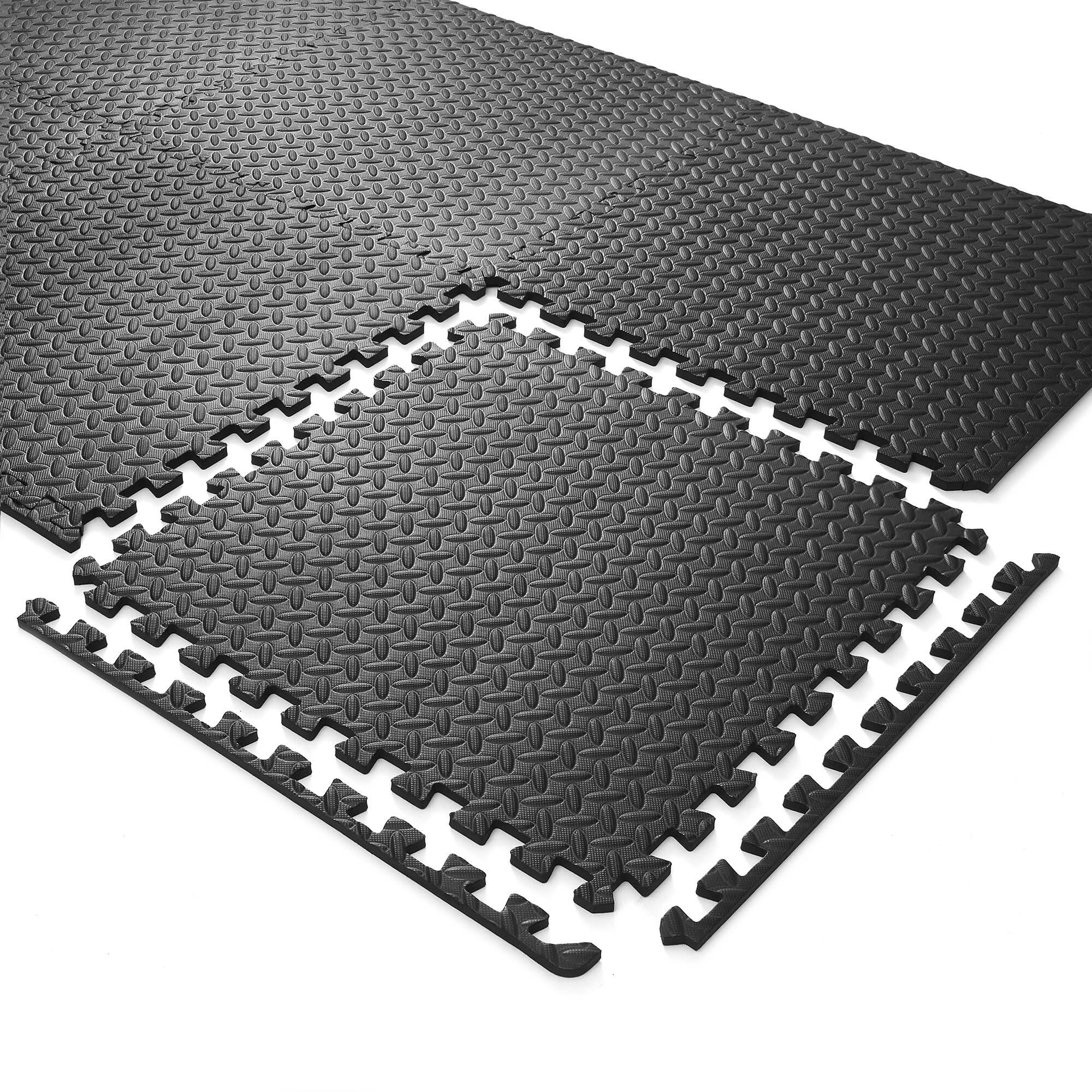 Alt View 3. Philosophy Gym - Exercise Flooring Mats - Foam Rubber Interlocking Puzzle Floor Tiles - Black.