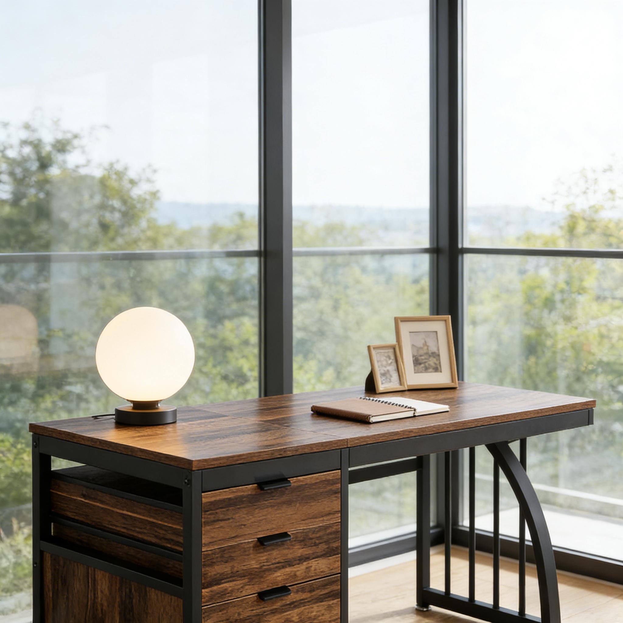 Left. Forest'nSky - Extensive Office Desk,Computer Desk,Elegant Writing Desk,Brown - Brown.