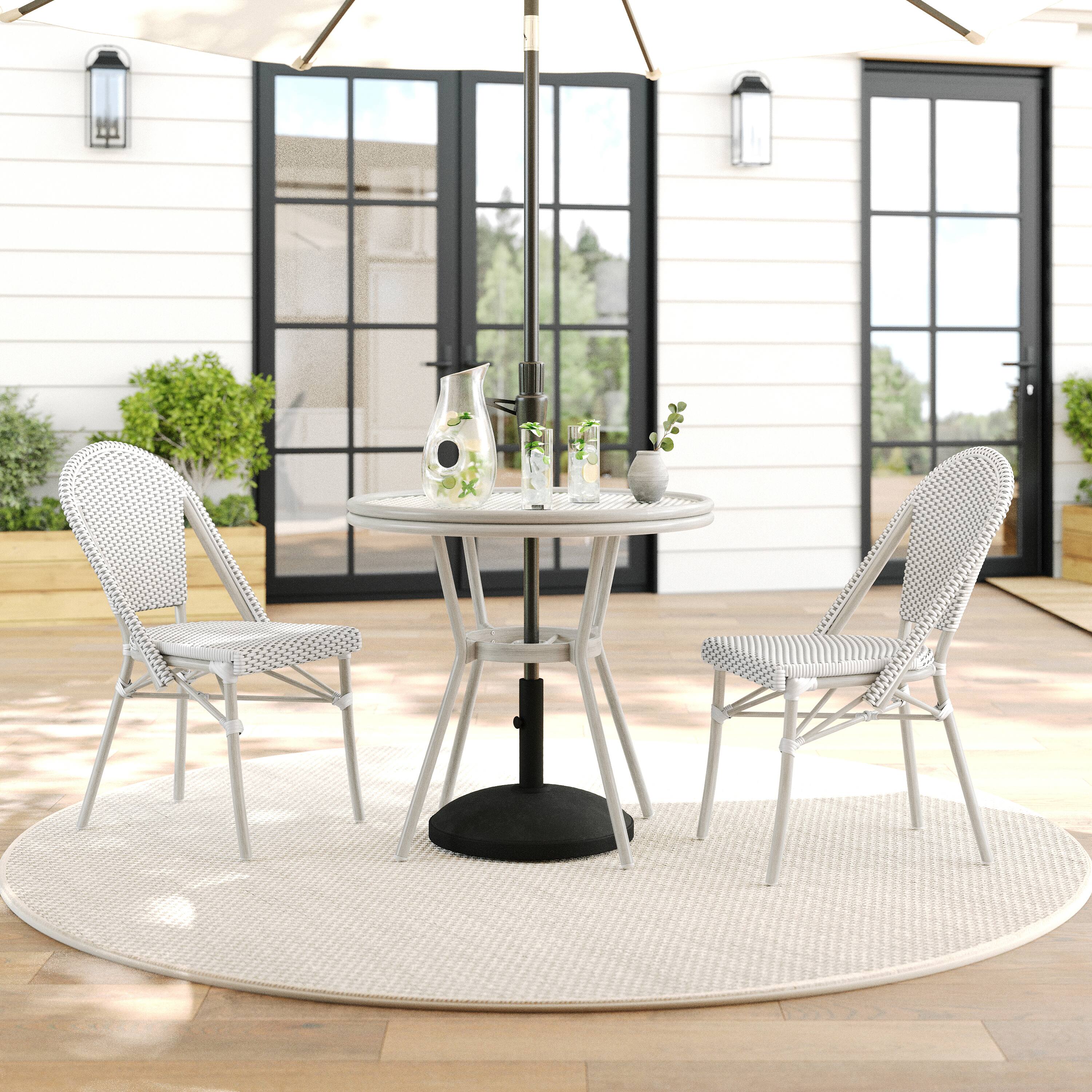 Alt View 1. Martha Stewart - Lily Pond All Weather Woven Bistro Table and Chairs Set with Aluminum Frames - Gray & White/Gray Frame.