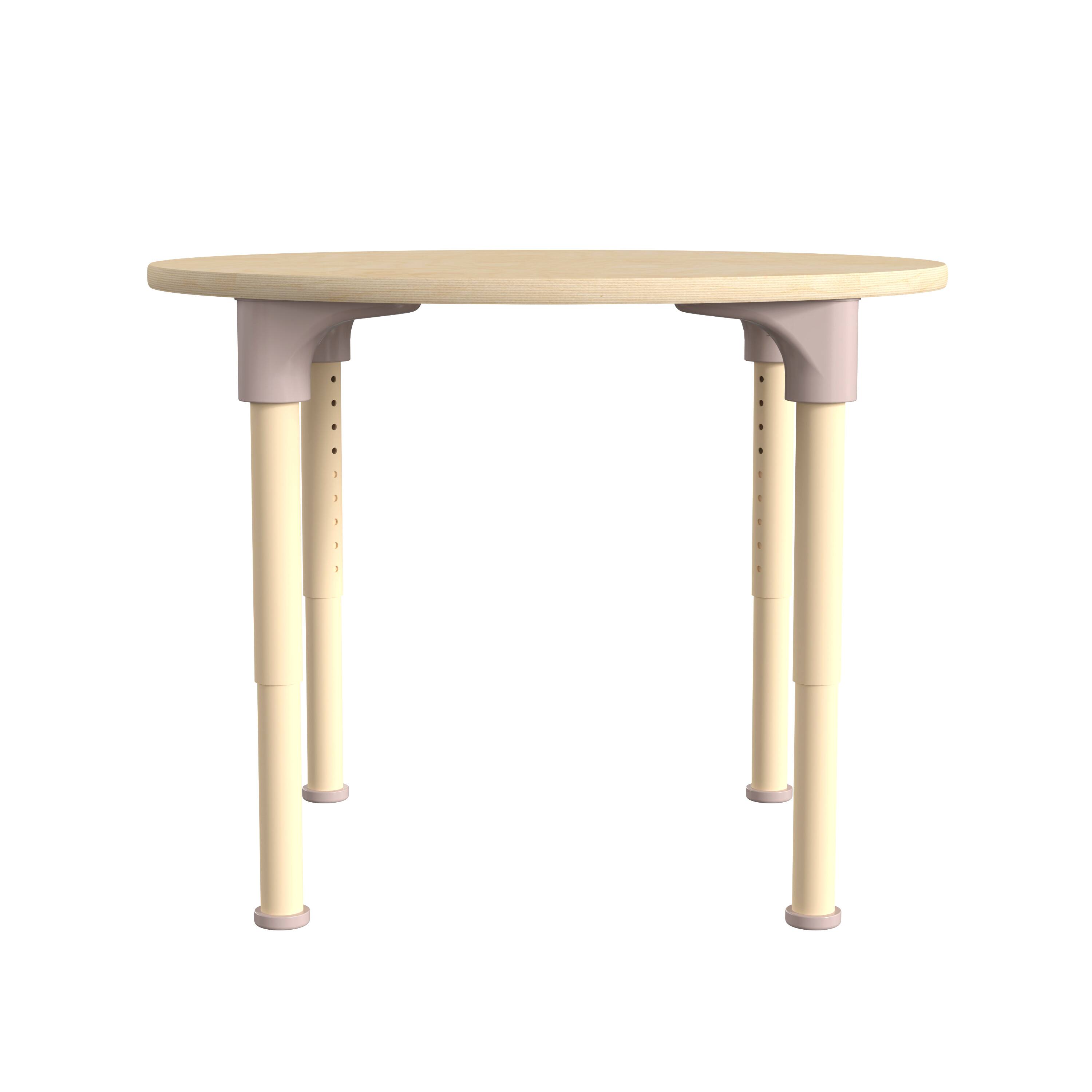 Back. Flash Furniture - Bright Beginnings 33" Round Commercial Grade Wooden Adjustable Height Classroom Activity Table - Metal Legs Adjust From - Natural.