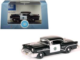 1955 Buick Century "California Highway Patrol" (CHP) 1/87 (HO) Scale Diecast Model Car by Oxford Diecast - Black