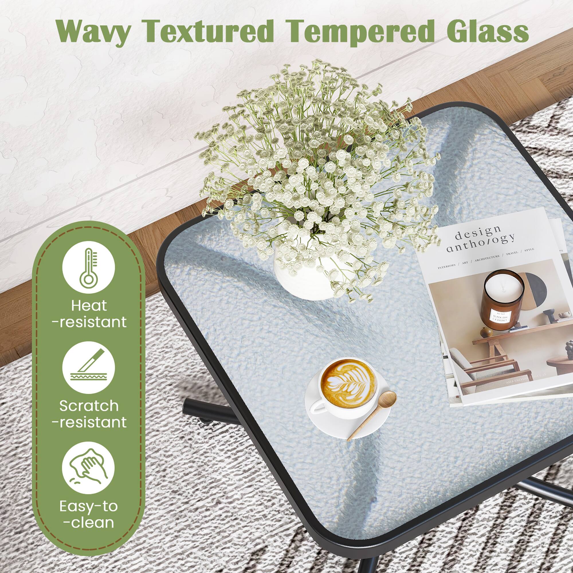 Wavy Textured Tempered Glass  
design anthology  

Heat-resistant  
Scratch-resistant  
Easy-to-clean