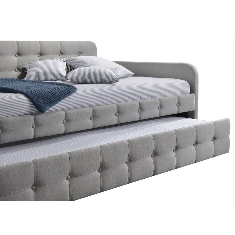 Angle. Hivvago - Hivvago Tufted Polyester Linen Twin Daybed with Trundle - Gray.