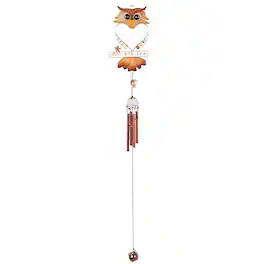 FC Design - 28" Long Owl Wind Chime with Heart Shpaed and Gem Outdoor Patio or Garden Hanging Decoration - Multi-Color