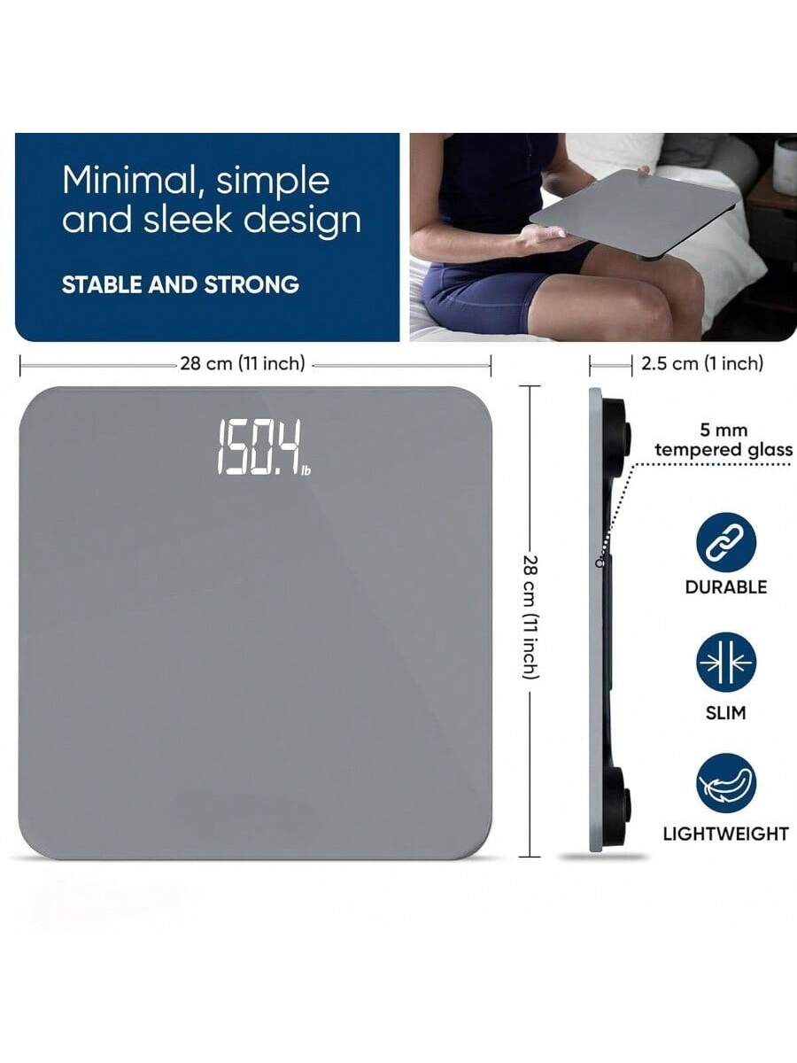 Minimal, simple and sleek design  
STABLE AND STRONG  

28 cm (11 inch)  
2.5 cm (1 inch)  
150.4 lb  
5 mm tempered glass  

DURABLE  
SLIM  
LIGHTWEIGHT